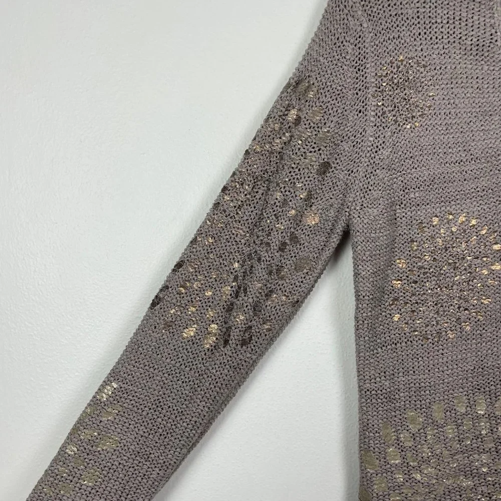 Chico's Sz 2/ US Sz L Bronze Single Button Front Open Knit Cardigan‎ Sweater